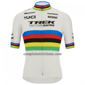 Maglia 2022 Trek Factory Racing XC Campione Del Mondo Manica Corta Bianco Multicolore